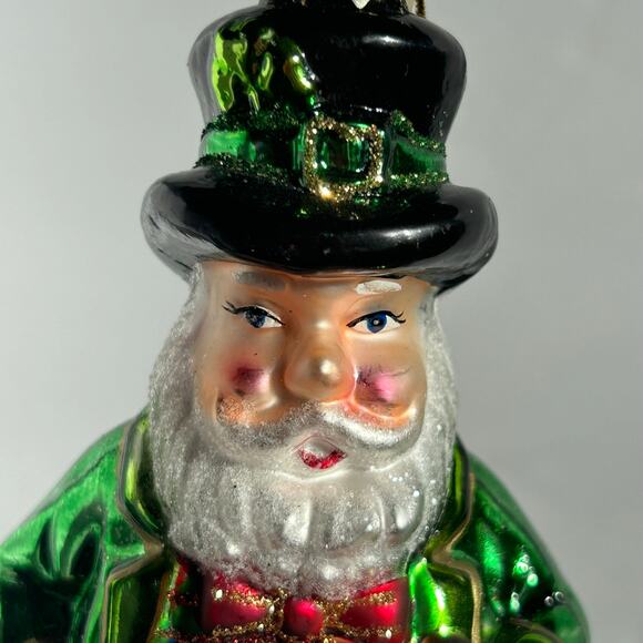 St. Patrick's Day Blown Glass Ornaments Beer Horseshoe Clover Leprechaun Ireland - Picture 3 of 10